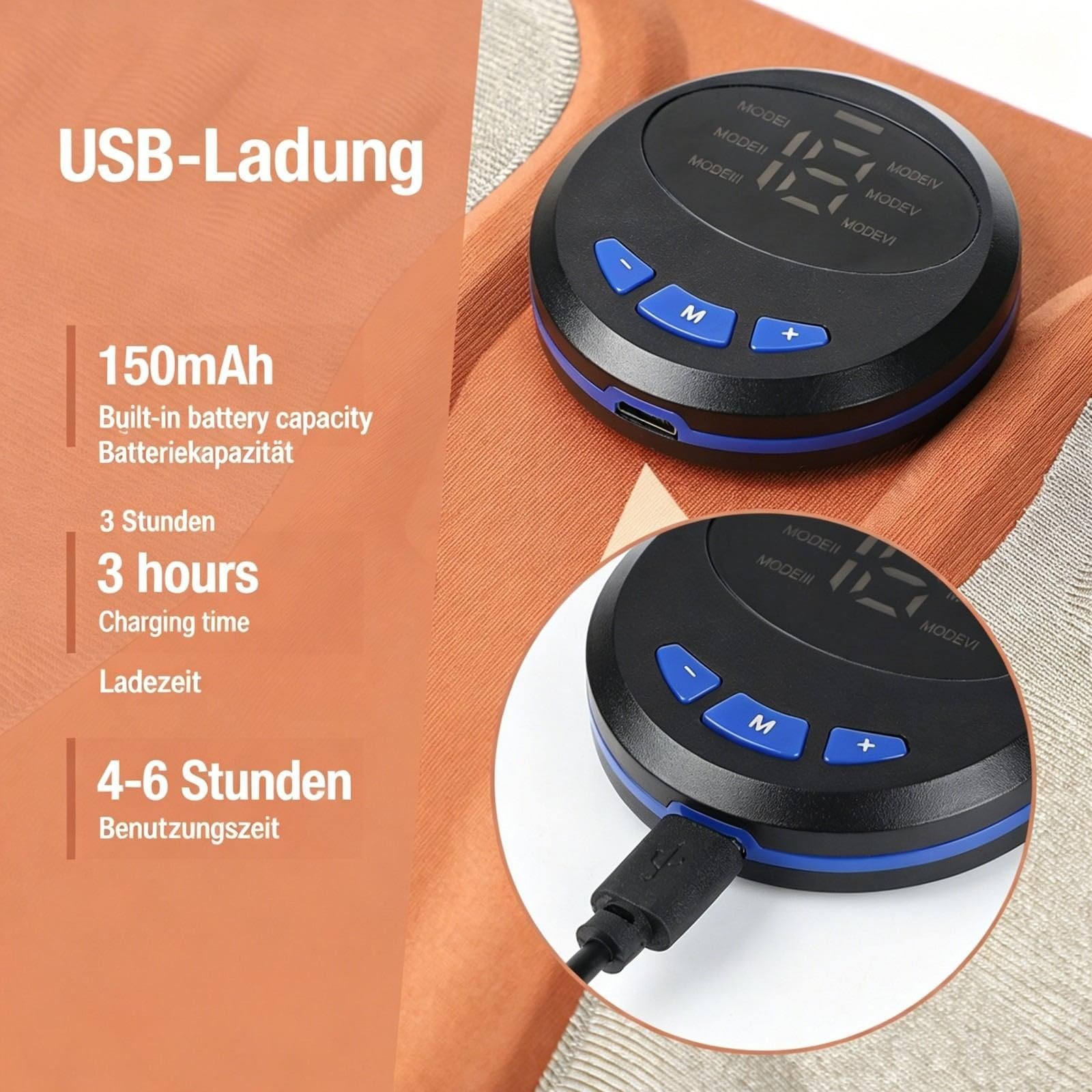 Orthoback ReNerv 3D EMS Fußmassagegerät mit Wärmefunktion (1 pcs) | EMS-Impulse lindert Nervenschmerzen, Heizfunktion, verstellbare Stufen, hautfreundlich, kompakt für Zuhause