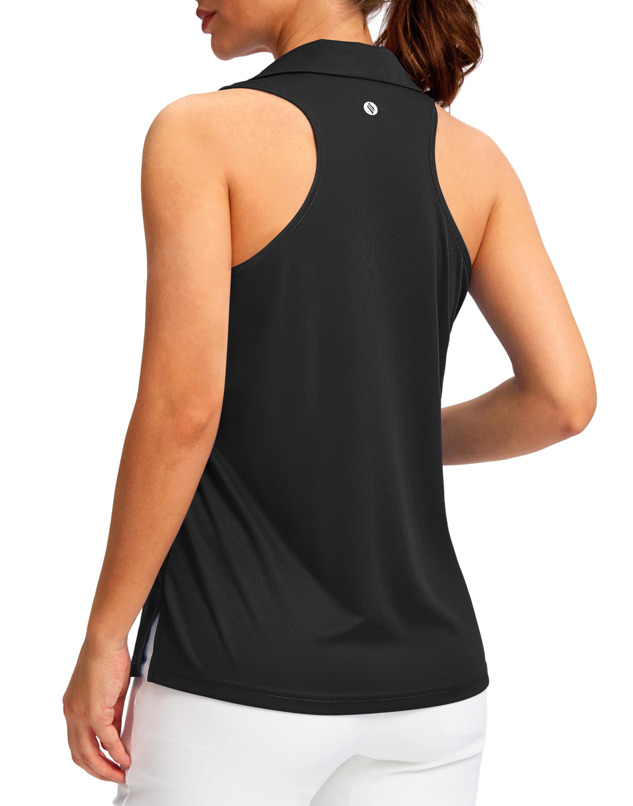SANTINY Womens Sleeveless Golf Shirt Racerback V Neck Tank Tops Quick Dry Tennis Collared Polo Shirts for Women