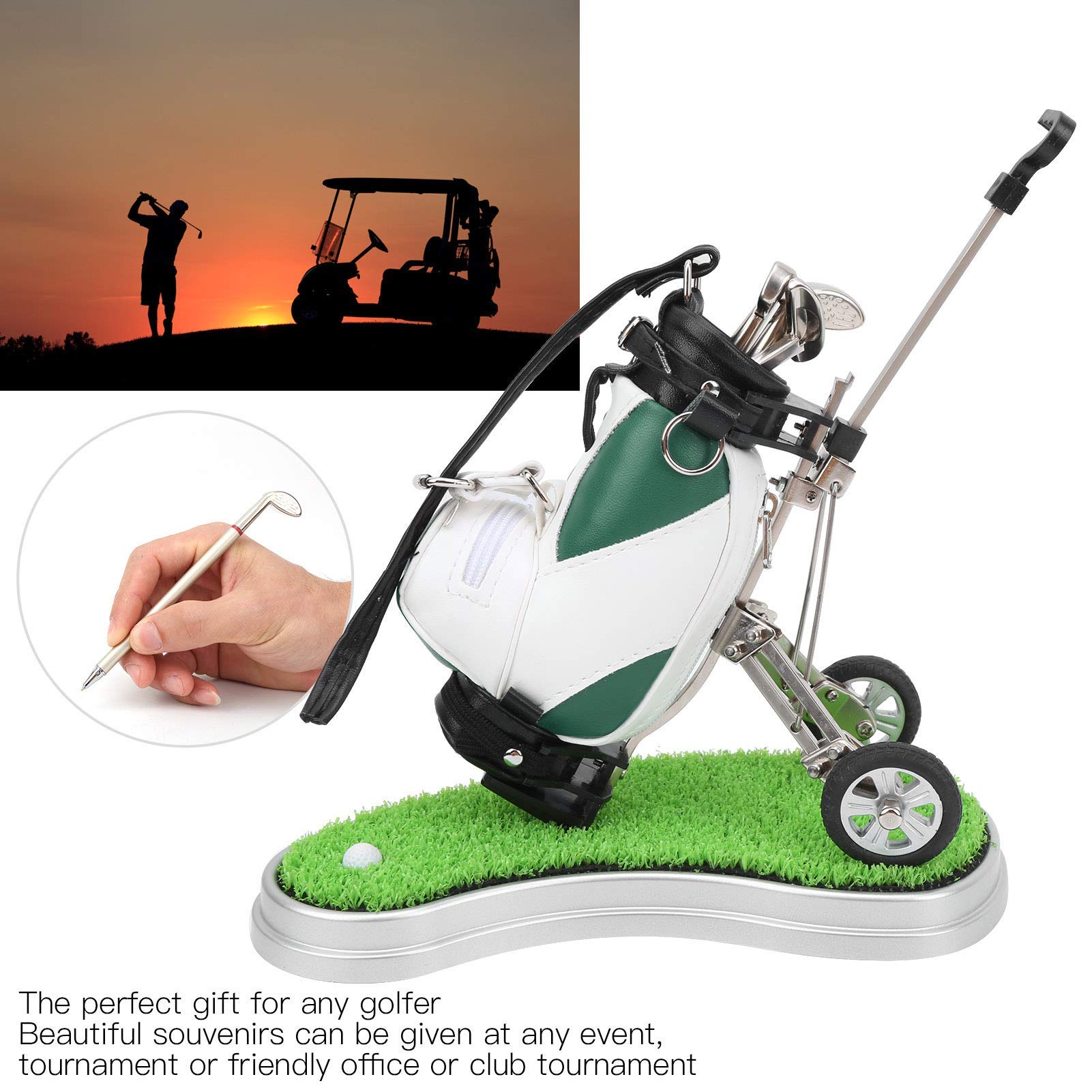 Alomejor Portapenne da Golf Set di Penne da Golf da Tavolo con 3 Penne a Sfera con Souvenir da Golf
