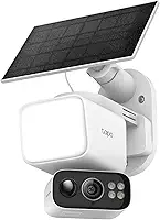 Tapo Câmera de segurança de holofote sem fio panorâmica/inclinação 2K para ambientes externos - Bateria com energia solar, 360º AI Motion Track, detecção de pessoas/veículos, armazenamento local sem