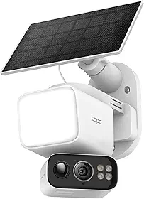 Tapo Câmera de segurança de holofote sem fio panorâmica/inclinação 2K para ambientes externos - Bateria com energia solar, 360º AI Motion Track, detecção de pessoas/veículos, armazenamento local sem