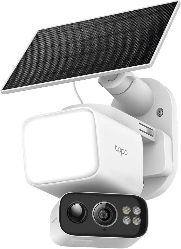Tapo Câmera de segurança de holofote sem fio panorâmica/inclinação 2K para ambientes externos - Bateria com energia solar, 360º AI Motion Track, detecção de pessoas/veículos, armazenamento local sem