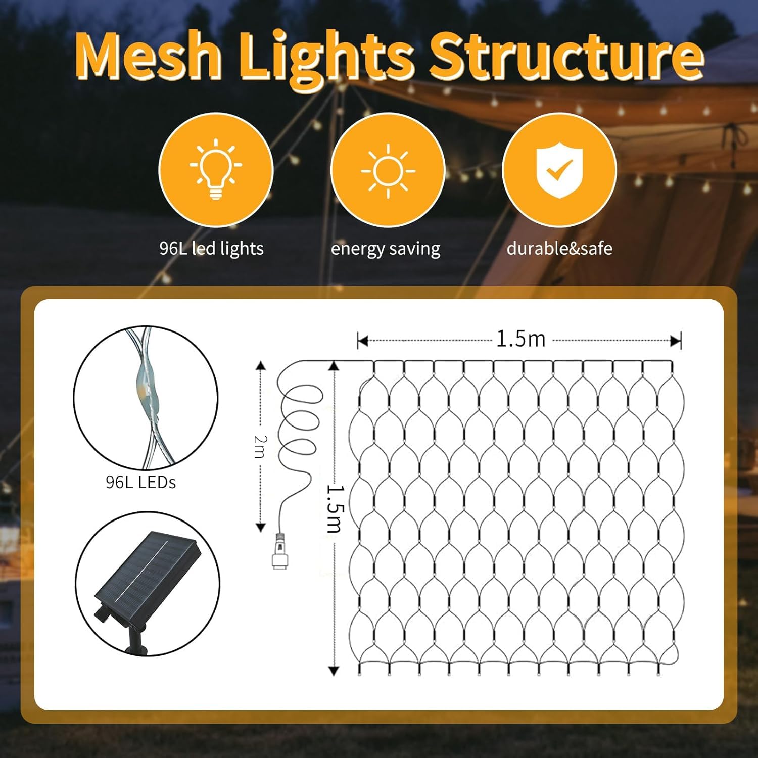 Gresonic Solar Net Lights Outdoor - Image 2