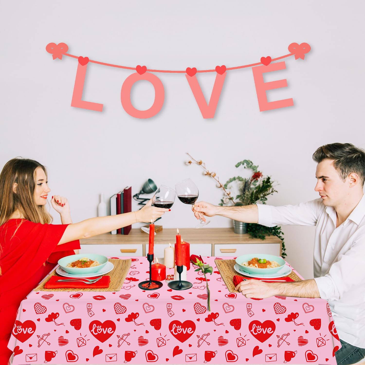 Pack Of 4 Valentine's Day Tablecloth Valentine Love Heart
