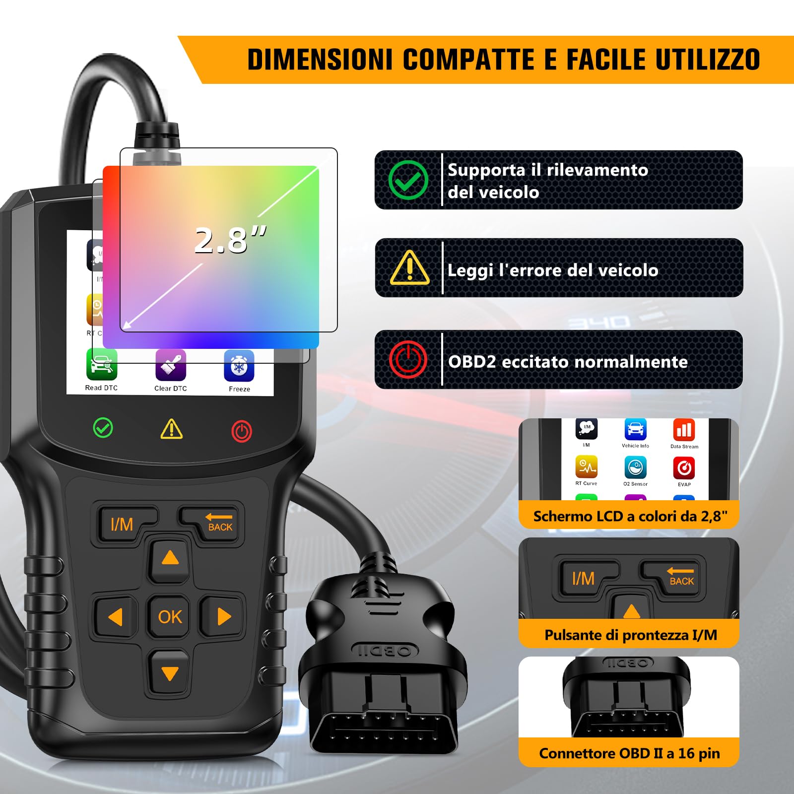 OBD2 Auto Diagnosi OBD Scanner: Diagnostico OBD2 Italiano per Multimarca - Lettore Errore Motore Auto con Funzioni OBD2 - Professionale Diagnostica Compatibile con BMW Ford VW Audi Tutte Veicoli OBDII