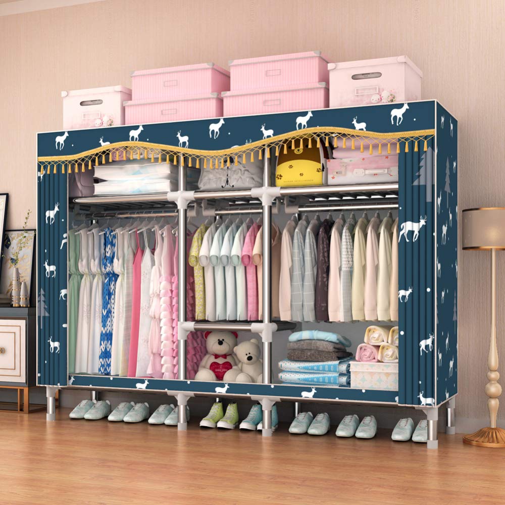 Armoire en toile pliante 168x45x168 cm penderie tissu