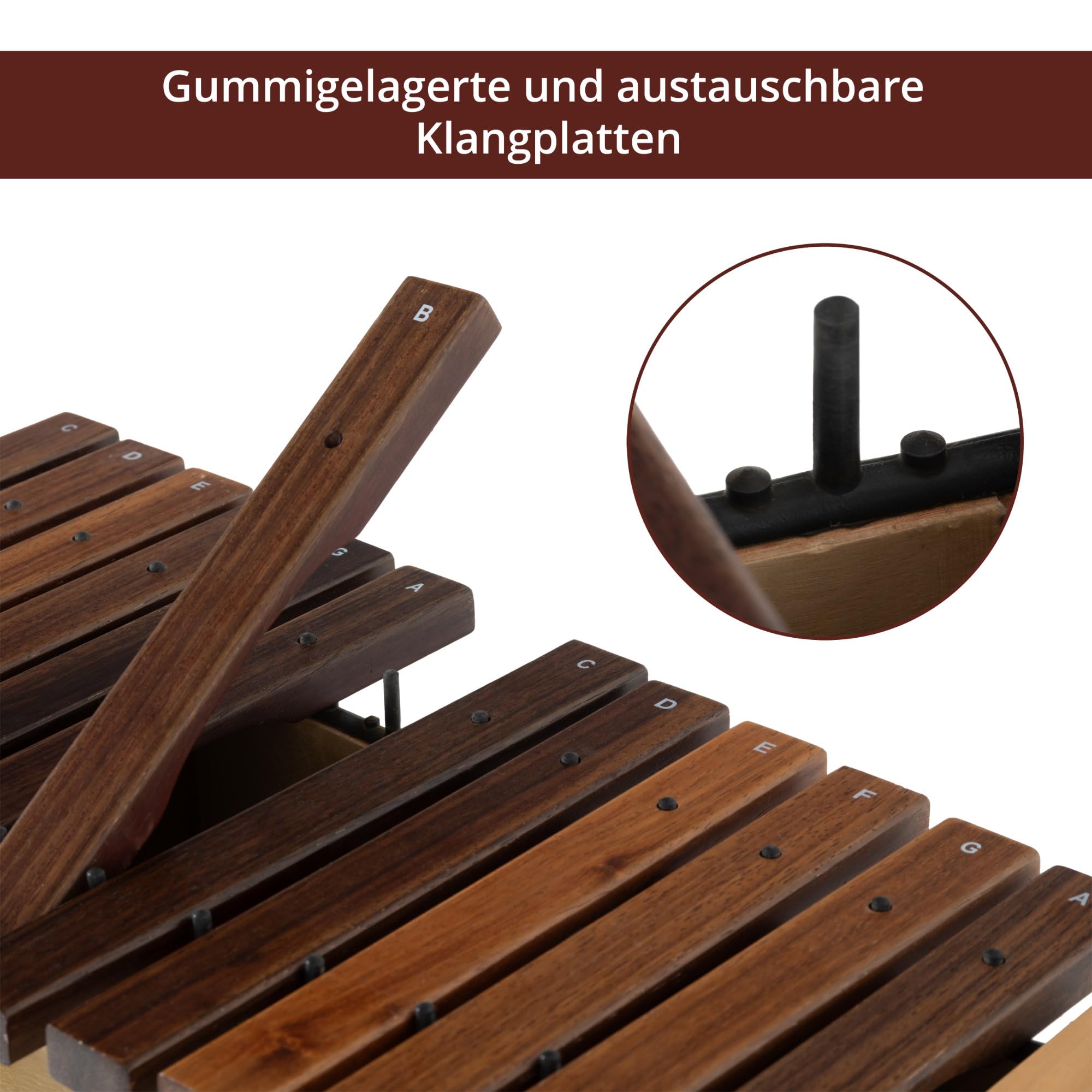 Classic Cantabile AX-1600NG Alt-xilofono (Alt Xilofono, 16 toni, scala diatonica in Do maggiore, estensione: c' a a'', cassa di risonanza in tiglio, bacchette) Legno di tiglio