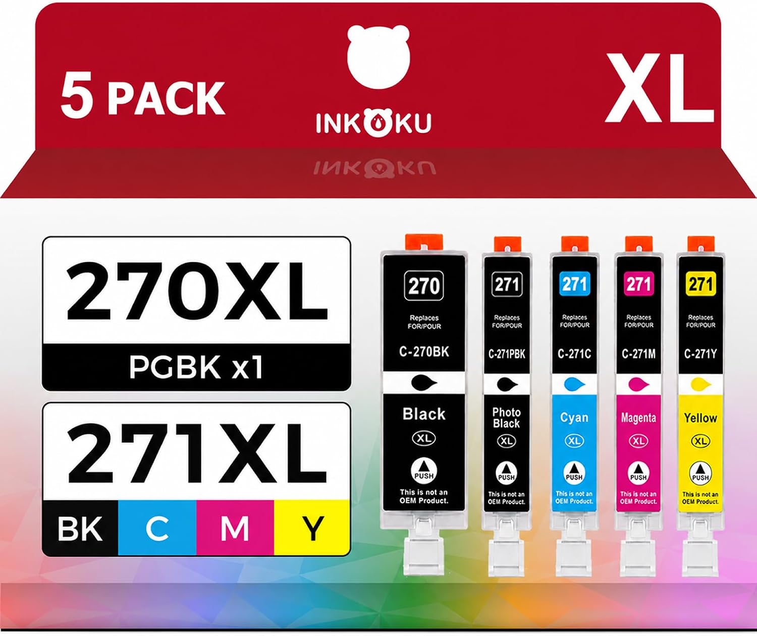 270XL 271XL Compatible Ink Cartridges 5-Pack for Canon MG7720 TS6020