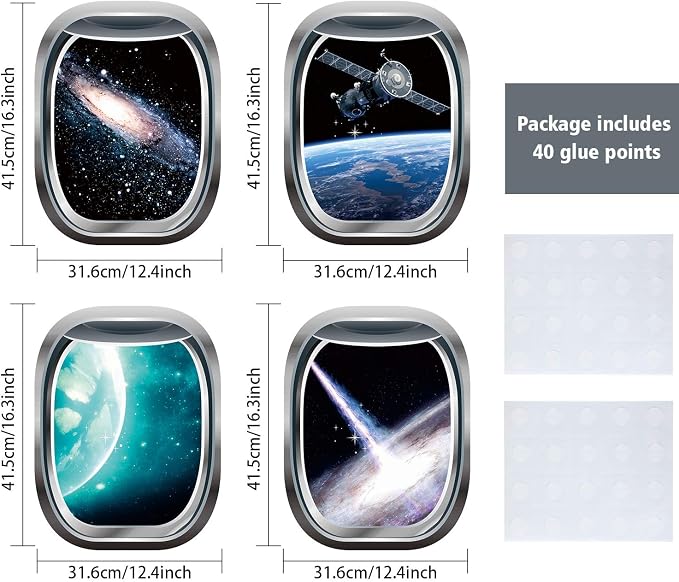 Vinilos decorativos 3D galaxia espacial Blulu 6 piezas miniatura 3