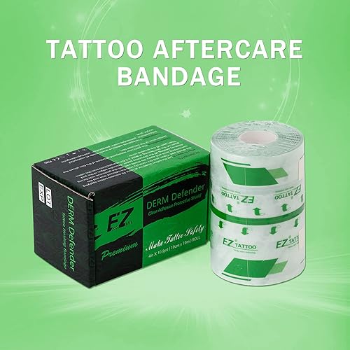 Miniatura 7 de EZ Derm Defender Roll, vendaje impermeable para cuidado posterior del tatuaje, 4 pulgadas x 10.9 yardas, película transparente para vendaje de