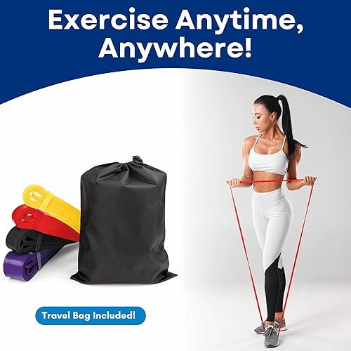 Miniatura 6 de RMS Bandas de resistencia con bolsa de transporte y guía de instrucciones (idioma español no garantizado), juego de 4, bandas de entrenamiento sin