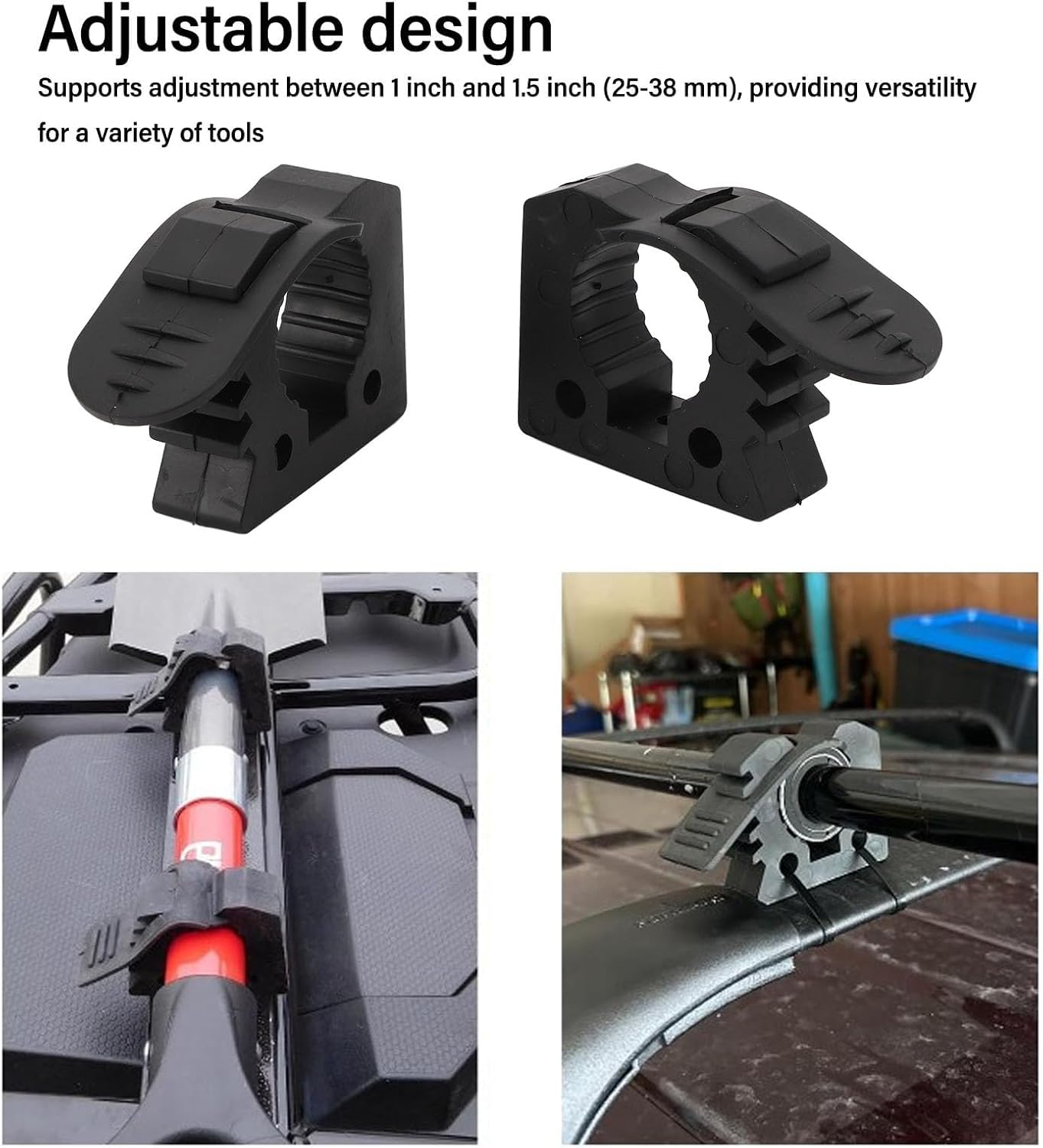 2 morsetti in gomma a sgancio rapido per strumenti di diametro da 2,5 cm a 3,8 cm, supporto per attrezzi resistente con vestibilità regolabile per UTV ATV, camion, barca, treno, design pratico e