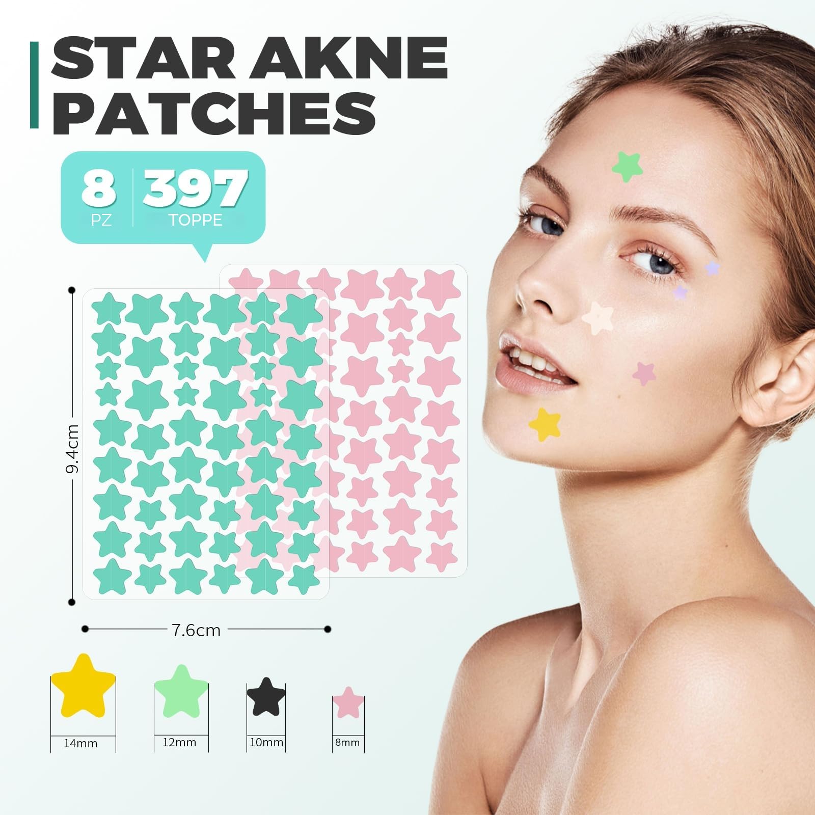 397 Pezzi Cerotti Brufoli, Invisibile Naturale Hydrocolloid Patch 2 in 1 Giorno e Notte Che Invisibile Patch Brufoli Assorbenti Impermeabile e Traspirante