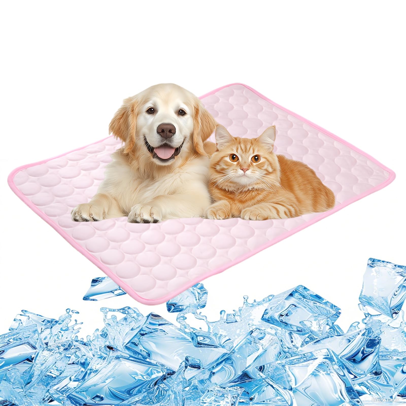 Dog Cooling Mat, Pet Cooling Mat for Cats, Cool Blanket or Large Dogs In Hot Summer, Durable Cool Pad Waterproof & Easy Clean. (Pink,XXL)
