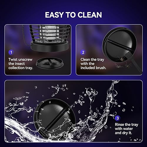 Miniatura 9 de Exterminador de insectos, matamosquitos de 4200 V con luz LED, matamosquitos solar para interiores y exteriores, exterminador eléctrico de insectos