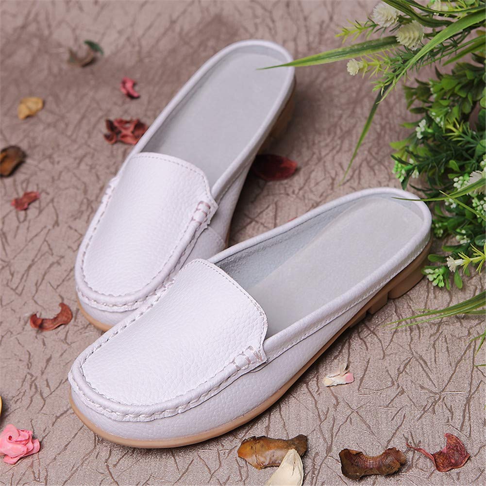 Pantuflas para mujer, transpirables, sin cordones, con borlas, de piel, casuales, para mujer