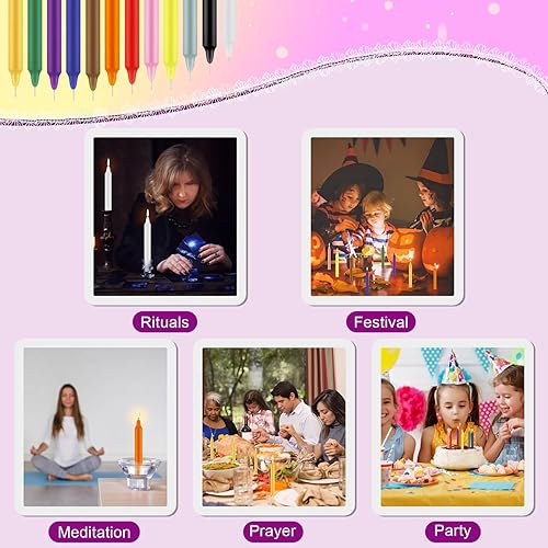 Miniatura 3 de Tobeape Spell Chime Candles 24 velas de colores, mini vela cónica sin perfume de 4 pulgadas de alto para brujería, altar wiccano, herramientas