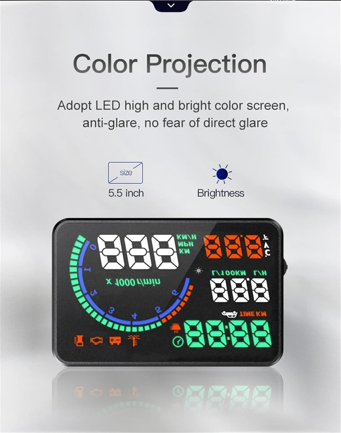 i9 OBD2 Car Hud Head Up Display Speedometer Windshield Projector Speeding Voltage Water Temp Fatigue Reminder Car Auto Accessories