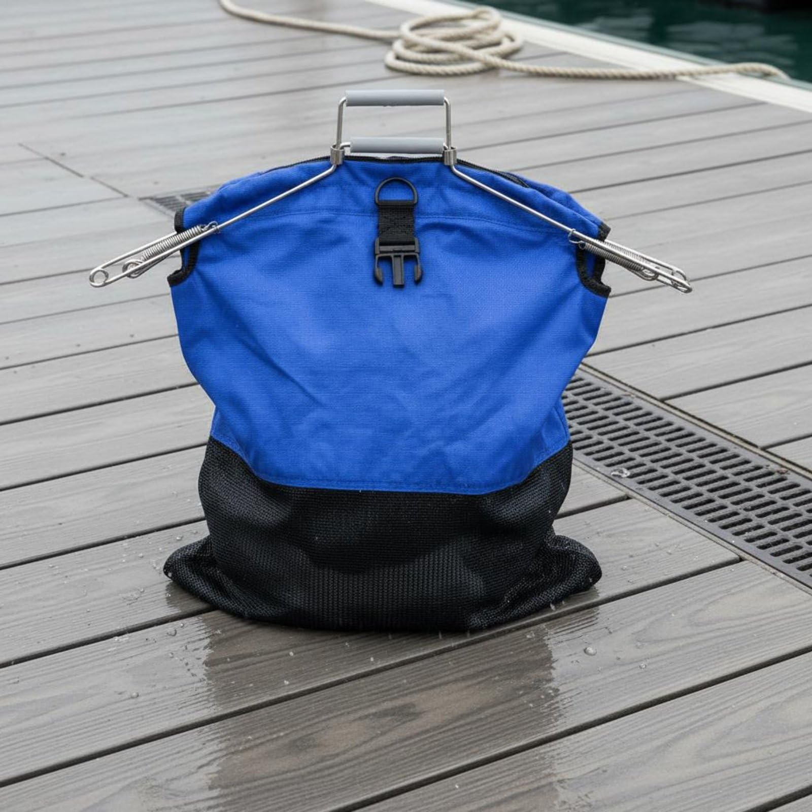 Bolsa de Pesca con Drenaje Malla Transpirable Equipo Marino Ligera para Buceo