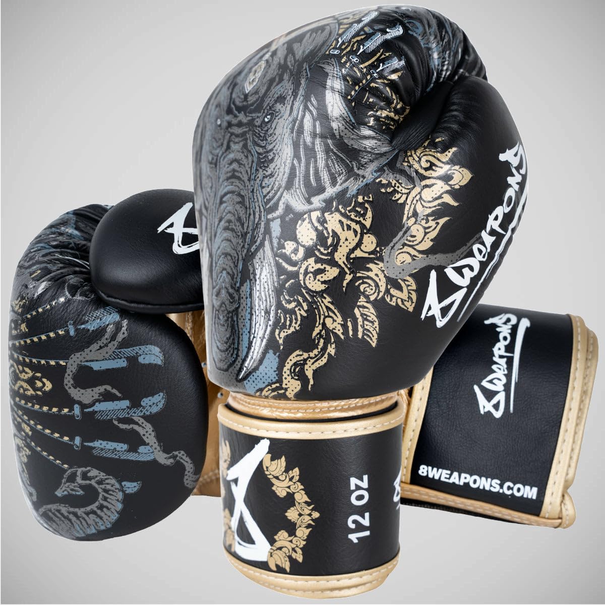 8 Weapons Three Elephants 2.0 - Guantoni da boxe nero/oro