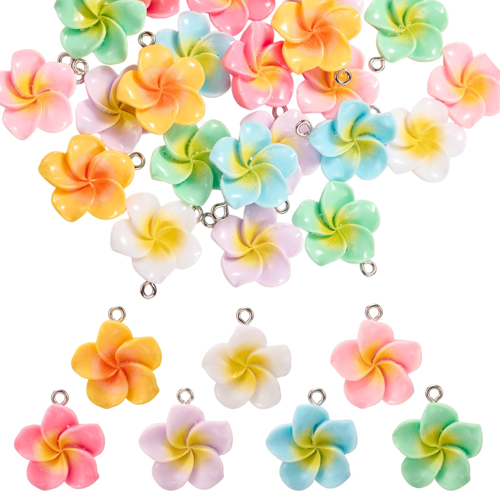42 Pezzi 7 Fiori Colorati Ciondoli Per Gioielli Piccoli Ciondoli Resina Ferro Pendente Rotondo Per Bracciale Collana Orecchini Portachiavi Accessori Fai da Te