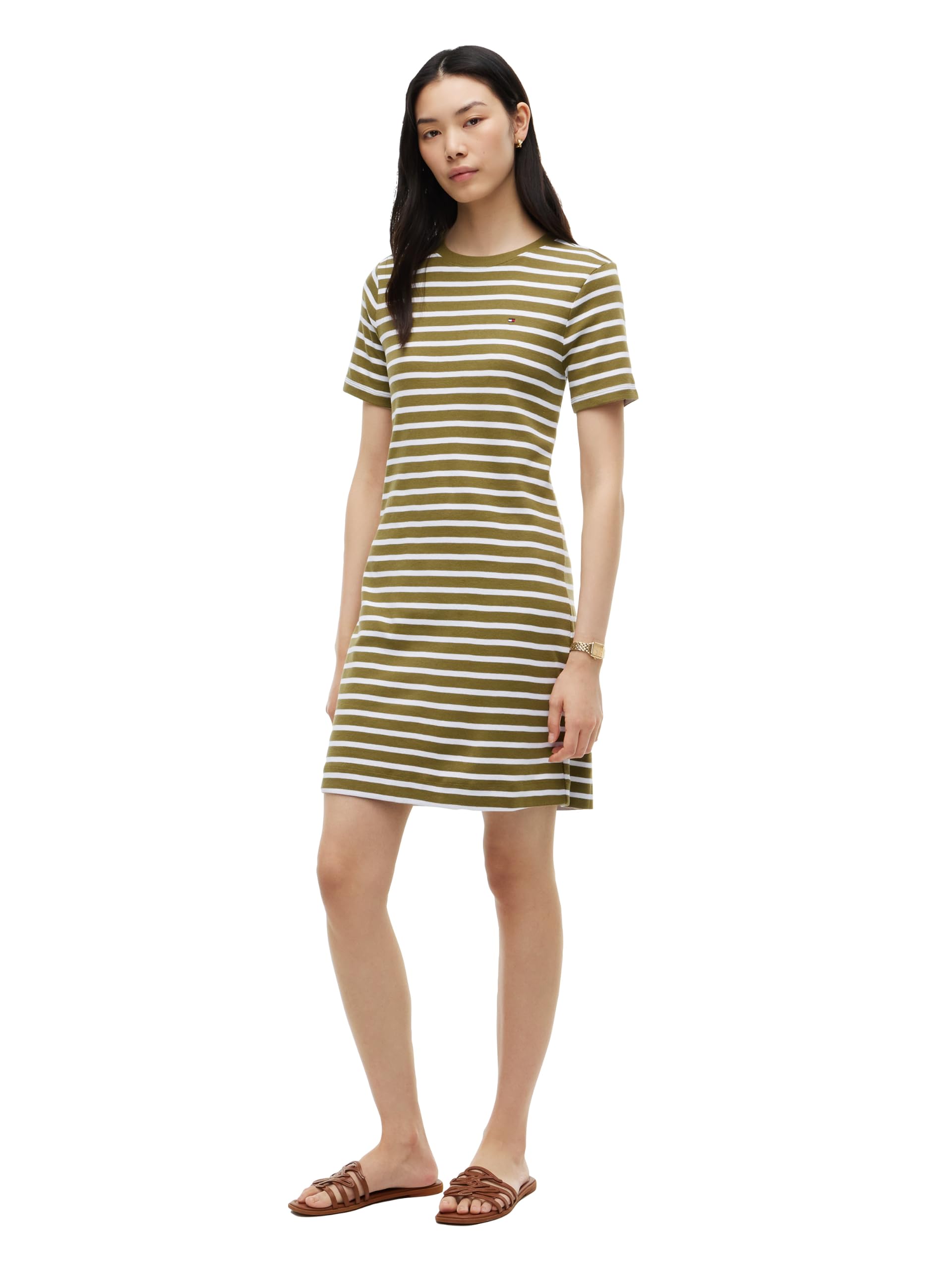 Women's Short Sleeve Casual Cotton Crewneck T-Shirt Dress