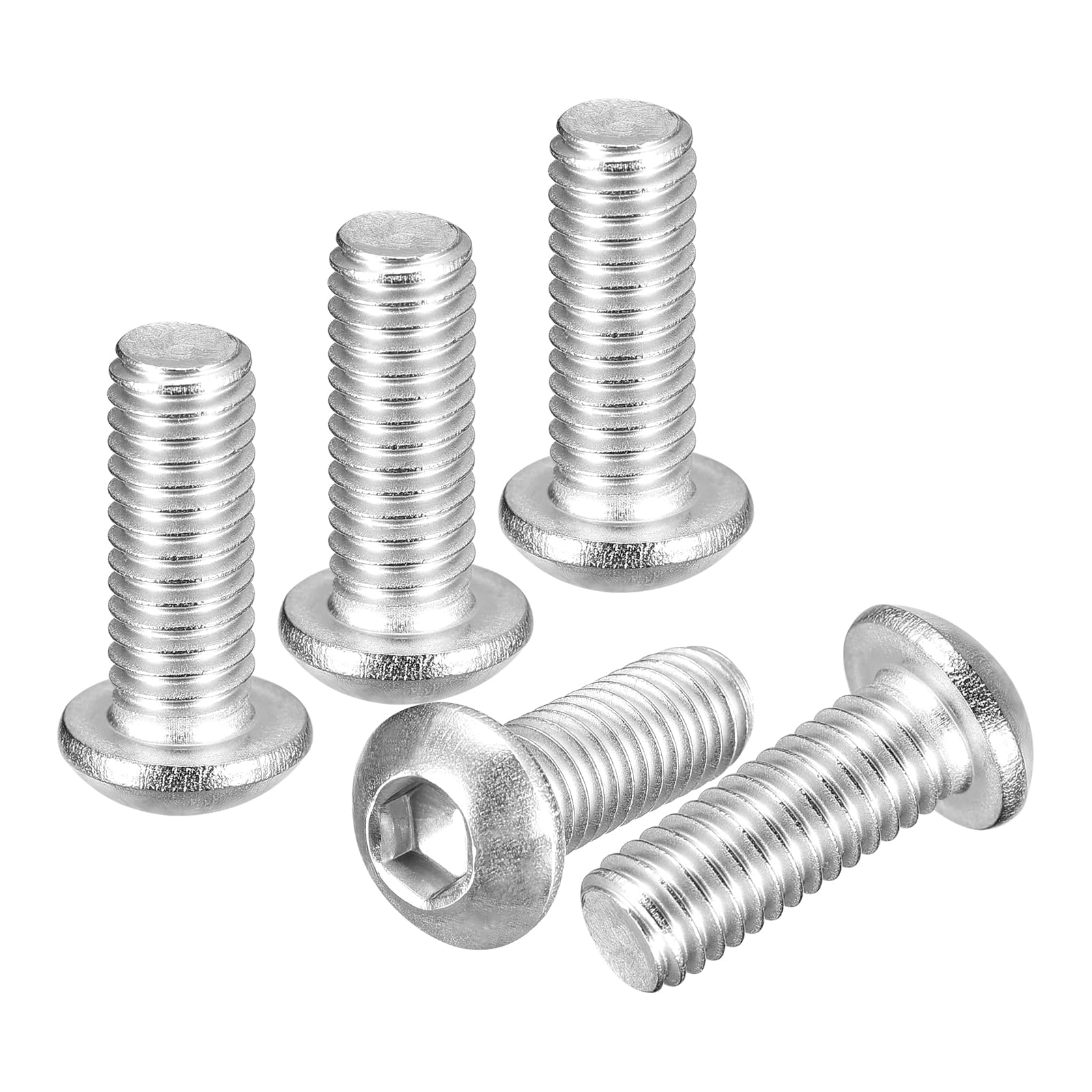 DTGN M6-1x16mm Button Head Socket Cap Screws - 30Pack - Good for Road Bicycle, Mountain Bike, Auto, Motorcycle - 304 Stainless Steel Whitewashed - Hex Socket Drive Fasteners