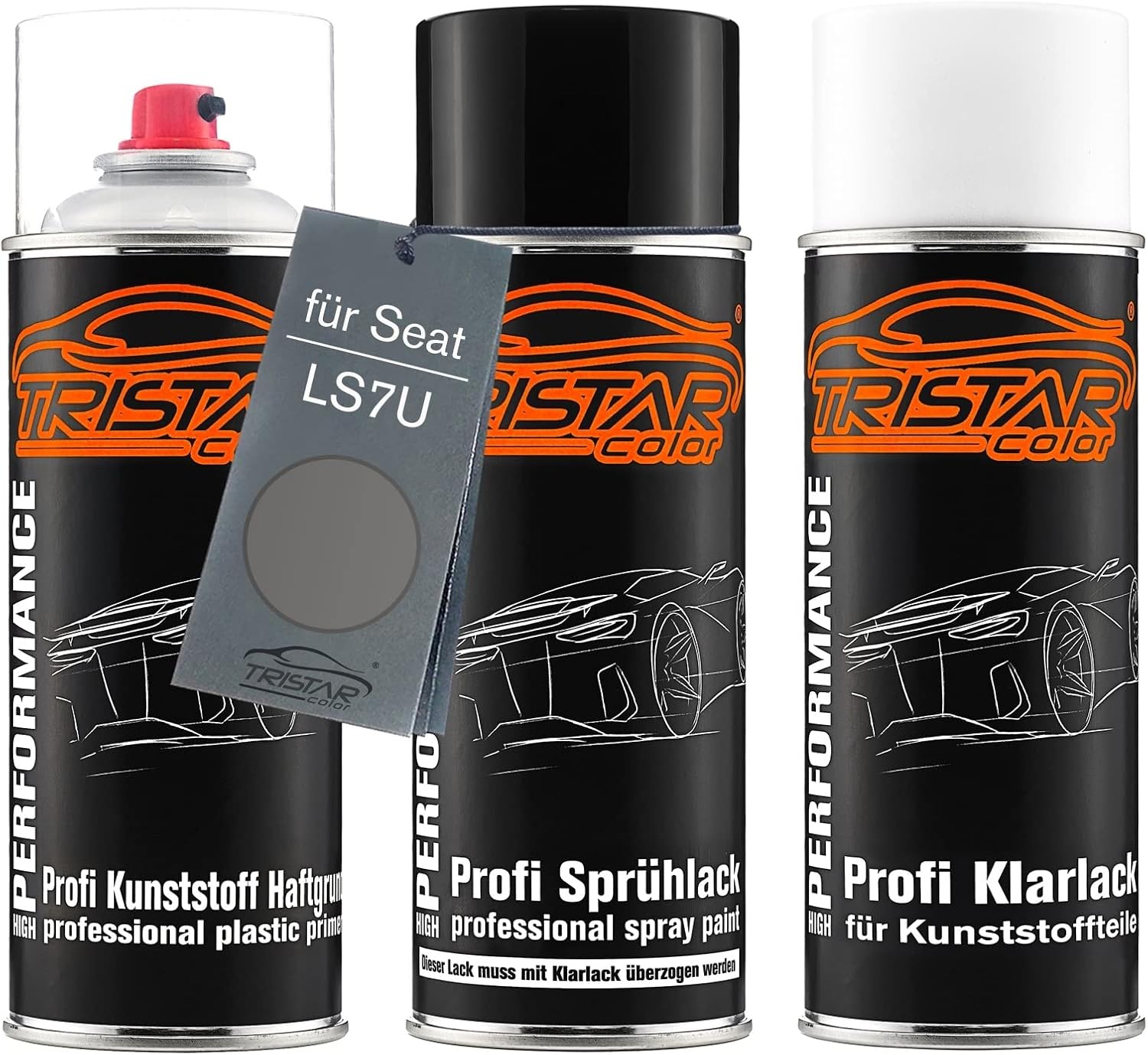 TRISTARcolor Peinture Voiture Kit Bombes De Peinture Pour Seat LS7U Gris Sombra Metallic Peinture De Base Vernis Clair Aérosol 400 Ml