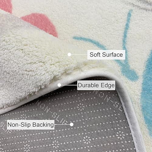 Miniatura 5 de USTIDE Butterflys - Alfombra para niños, alfombra lavable de 55 x 78 pulgadas, alfombra antideslizante para habitación de niñas, habitación de
