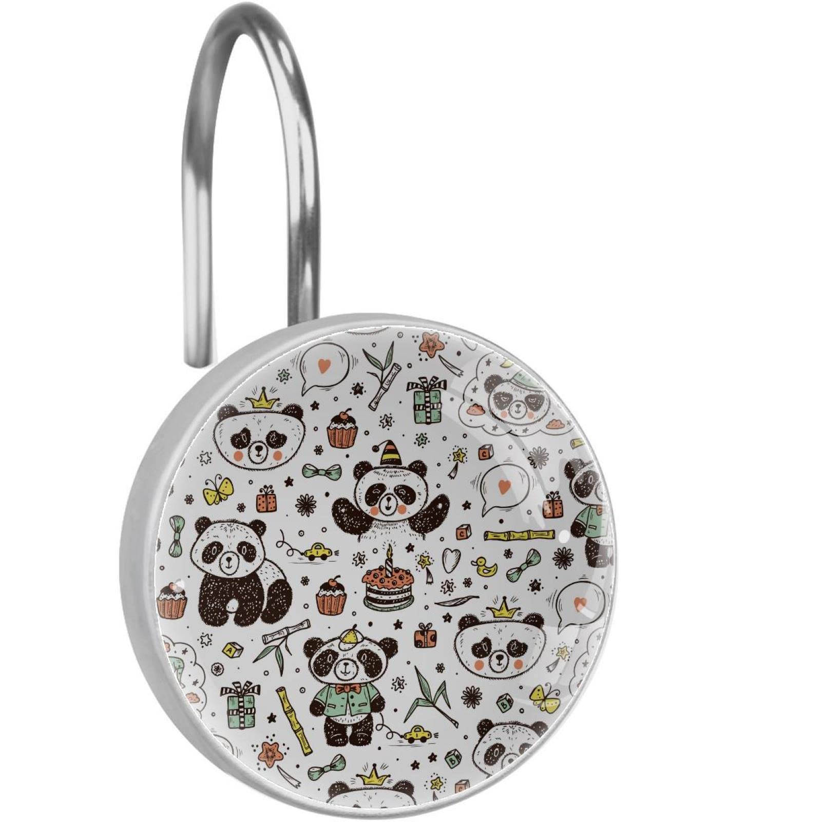 Crochets de rideau de douche panda pour remplacer les anneaux qui coincent