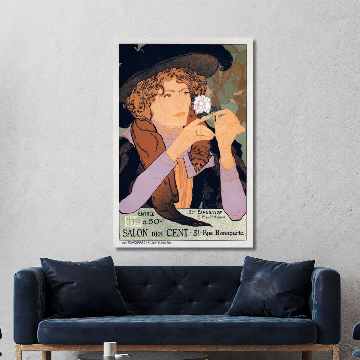 Cartel para la quinta exposición de arte del Salon des Cent Georges de Feure, gdf2 Cuadro impreso sobre lienzo Fine Art, enmarcado listo para colgar, montado a mano, 100 x 70 cm