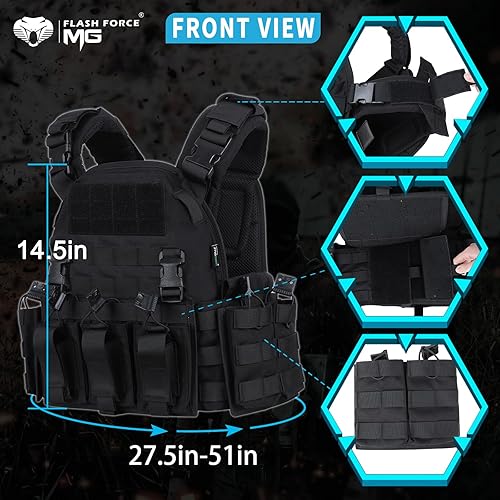 Miniatura 2 de MGFLASHFORCE Tactical Vest Molle Airsoft Vest for Men