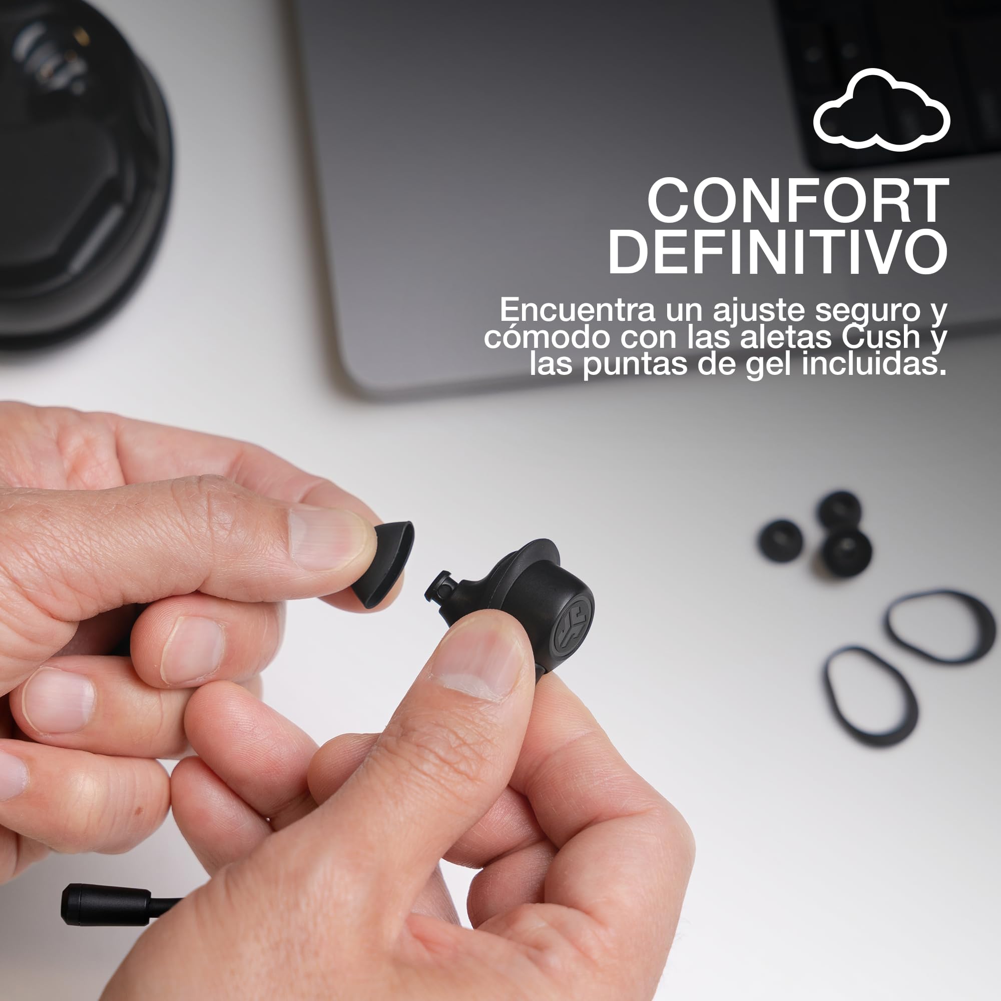 JLab Work Buds Auriculares Inalámbricos Bluetooth con Micrófono - 55h | Wireless Earbuds con Caja de Carga, Inalámbrico, Auriculares Oficina Teleoperador