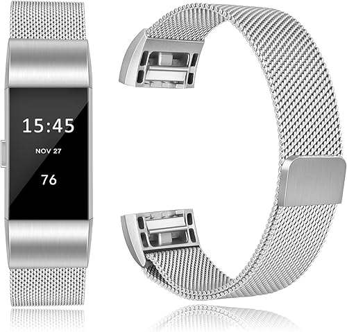 Miniatura 4 de Meliya Correas de repuesto para Fitbit Charge 2 para mujeres y hombres, correa de malla de metal de acero inoxidable, ajustable, magnética,
