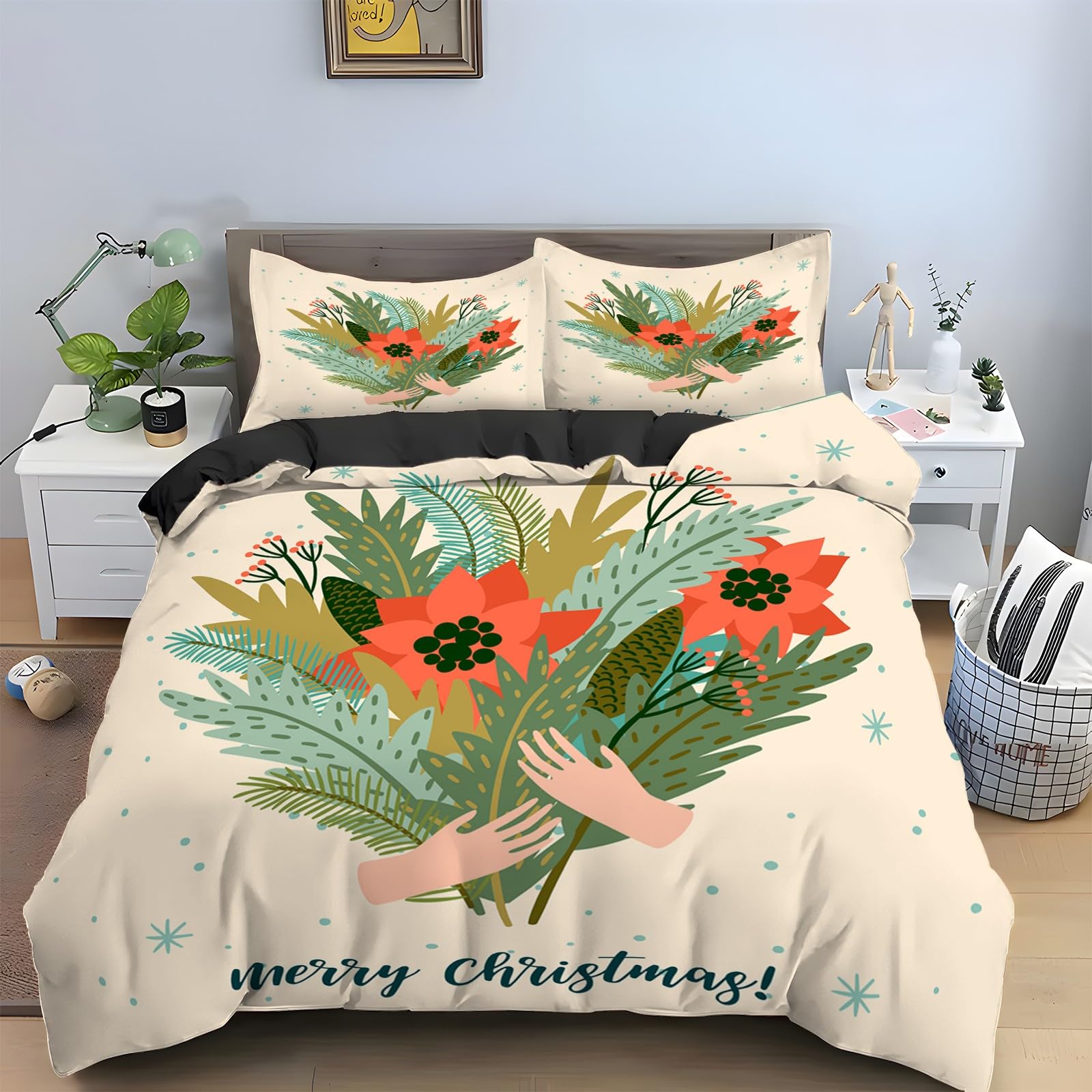 Housse de couette microfobre douce 240 x 260 cm zippée avec taies