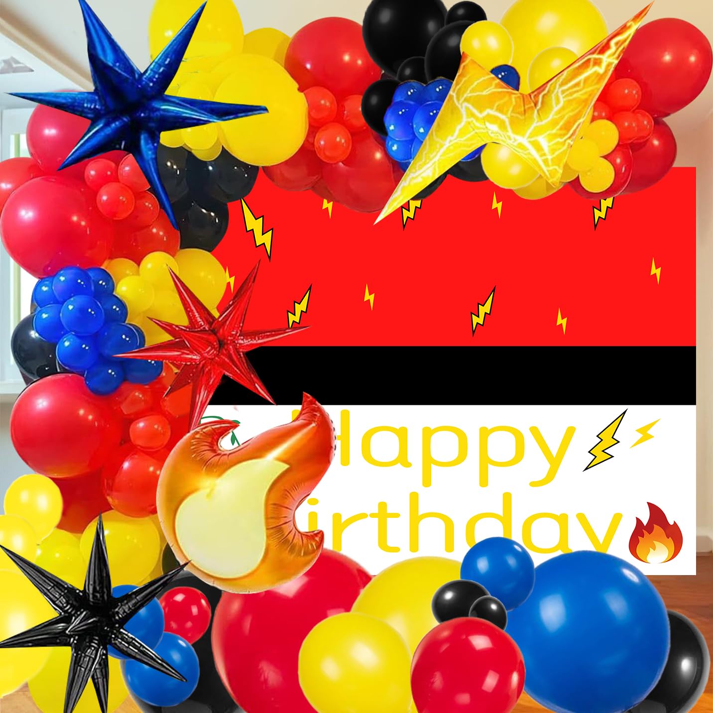 Happy Birthday Party Decorations 130Pcs Balloon 1PcsBirthday Backdrop Cartoon Party Supplies