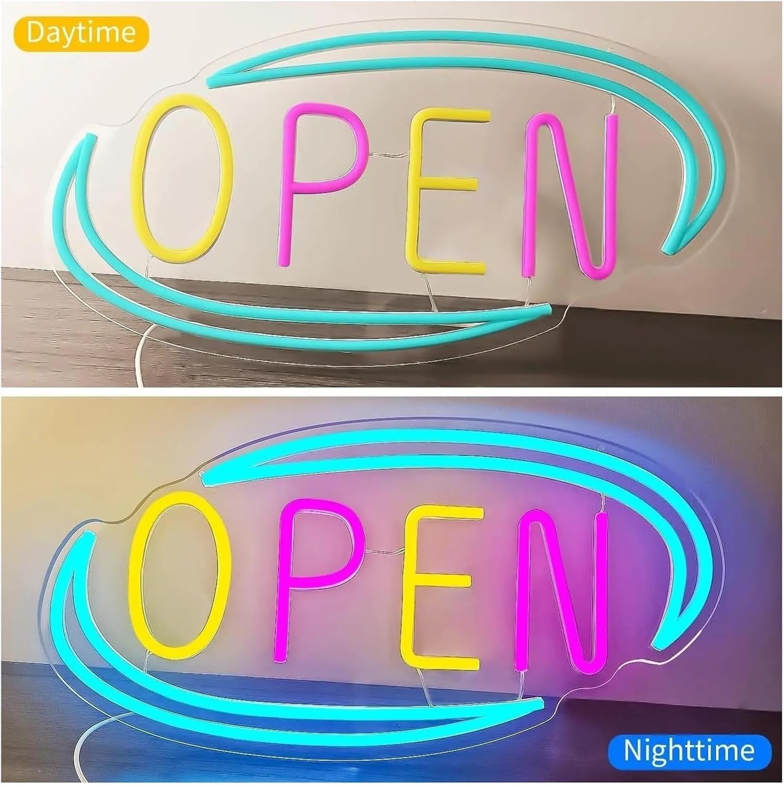 Néons Néon signe Panneau Led Open À Intensité Variable, Veilleuse Murale Commerciale Suspendue Pour Salon Décor D'hôtel