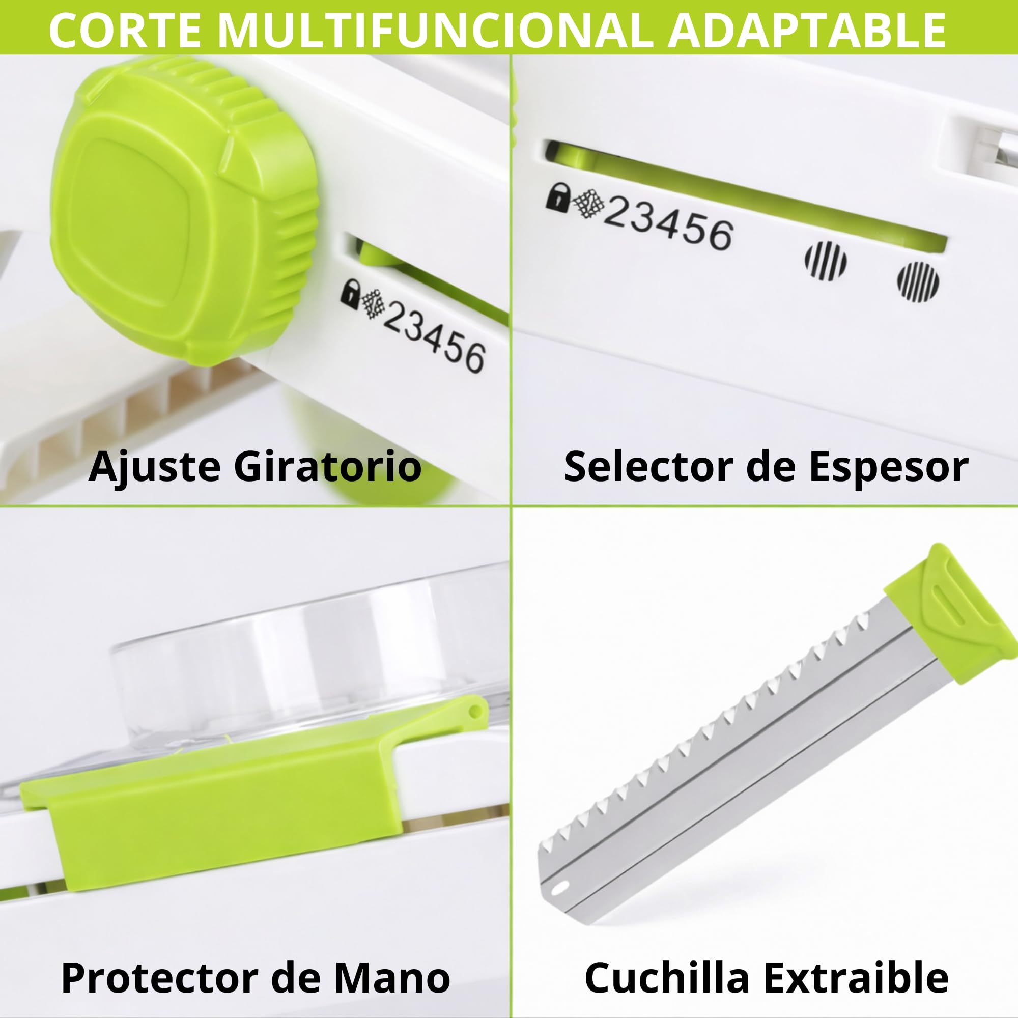 NURIANT HOME&KITCHEN - Professional Kitchen Mandolin, Vegetable Cutter and Chopper, Adjustable and Foldable, Kitchen Gadgets, Safe Blade Change, Easy Lock, Complete Kitchen Accessory — view 4