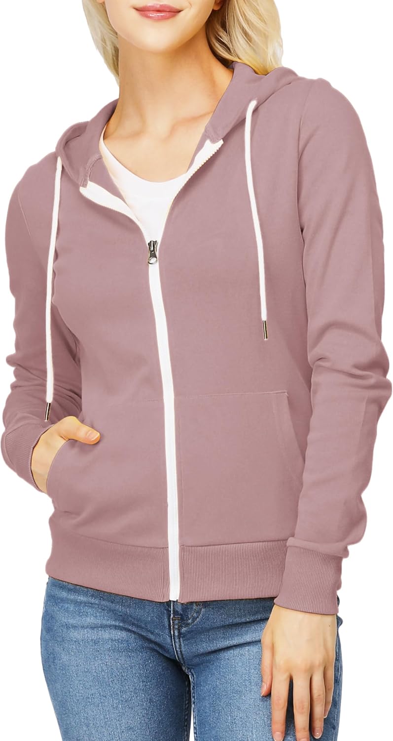 H2H Women's Slim Fit Zip Up & Pullover Hoodie Lightweight Long Sleeve Kangaroo Pocket Basic Casual Sweatshirt