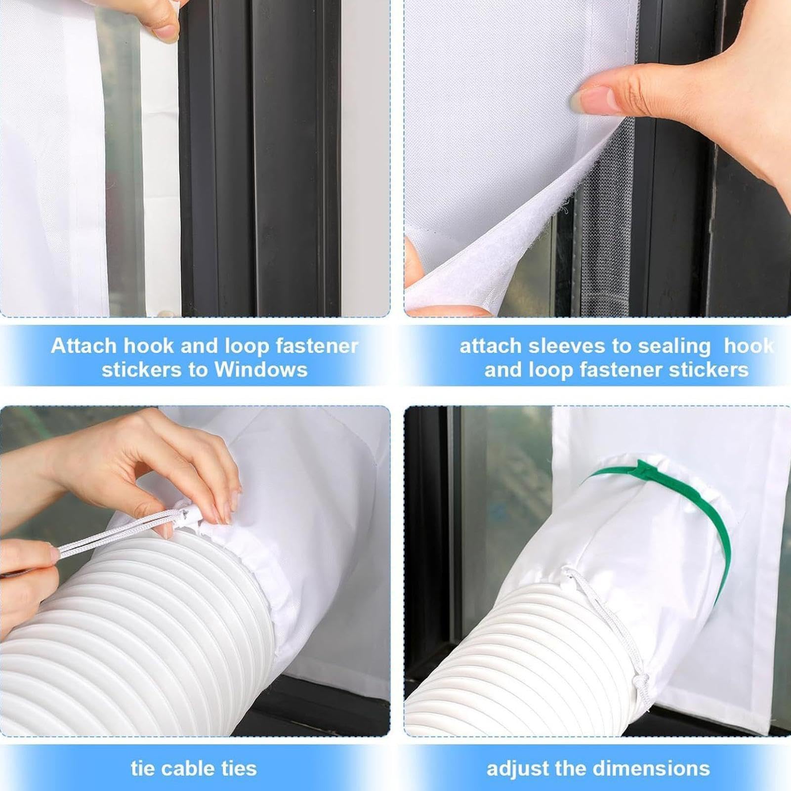 Kit Di Tenuta Per Finestra Per Condizionatore Portatile | Set in Tessuto per Sigillatura Ventilazione - Accessorio Portatile Flessibile Per Risparmio Energetico Per Soggiorno Casa