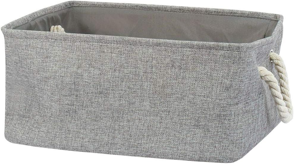 uxcell Fabric Storage Basket with Dual Handles Collapsible Storage Bins for Laundry Clothes Storage Home Organizer for Bedroom Office Closet, Gray Large