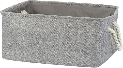 uxcell Cesta de almacenamiento de tela con doble asa, contenedores de almacenamiento plegables para lavandería, almacenamiento de ropa, organizador