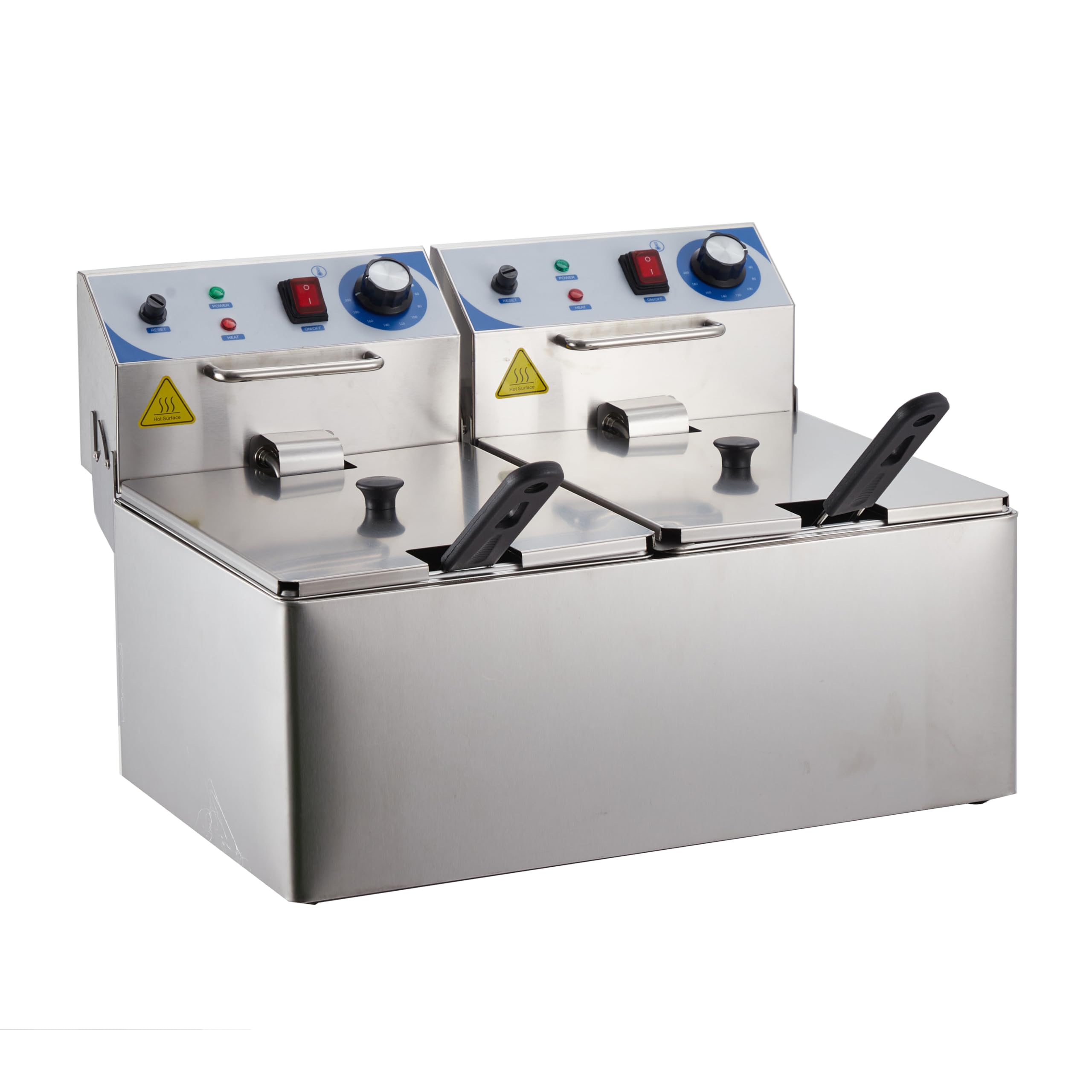 Commercial Deep Fryer with Basket, 20L Large Capacity Electric Deep Fryers, Countertop Turkey Oil Fryer with Dual Tank, for Commercial or Home Use