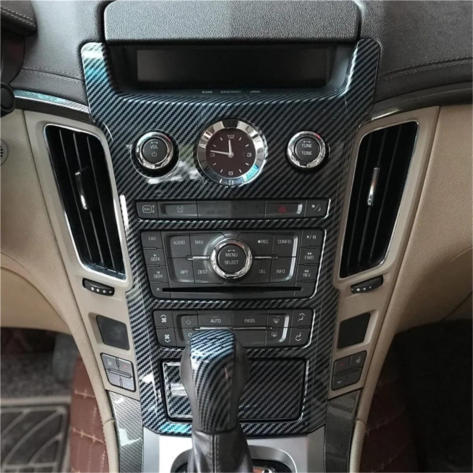 Folia na panel‌ Okleina skrzynia biegów‌ Pasuje do Cadillac CTS 2008-2013 Akcesoria Panel sterowania centralnego samochodu Panel przycisków Osłona - ABS Włókno węglowe