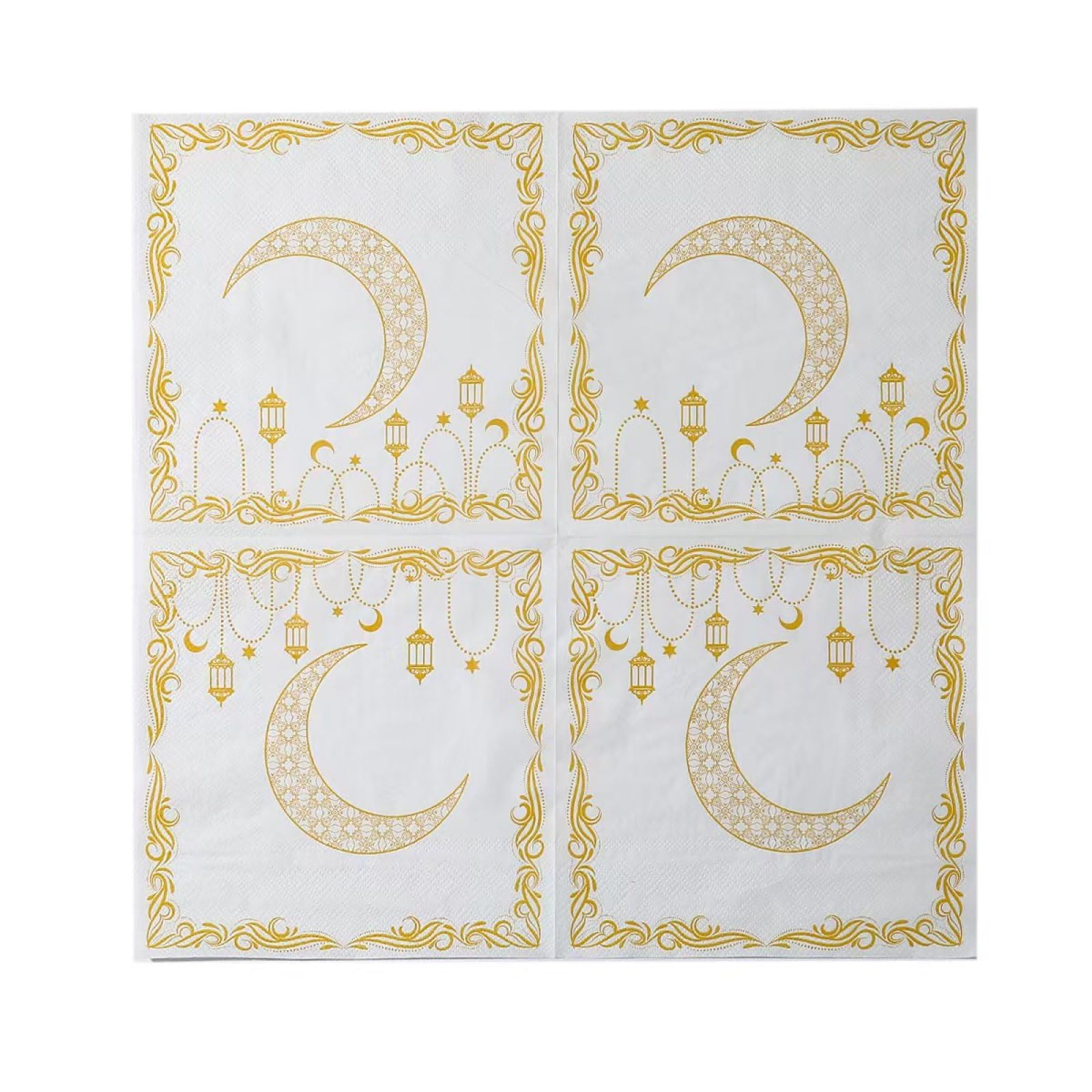 Servietten Goldener Mond Weiß Happy Birthday Servietten Hochzeit Kindergeburtstag Cocktailservietten Party Geburtstagsservietten Servierten Disposable Napkins Pack of 30(33x33cm)