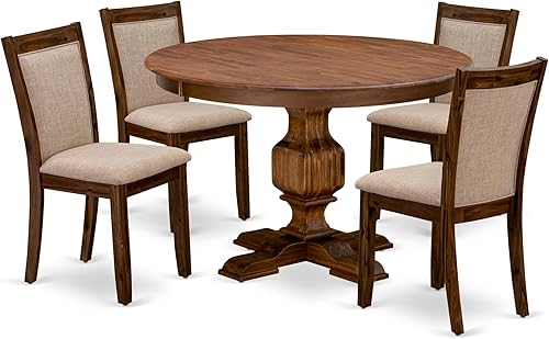 Miniatura 19 de East West Furniture F2MZ7-N04 - Juego de muebles de comedor de 7 piezas consta de una mesa de comedor redonda con pedestal y 6 sillas tapizadas de
