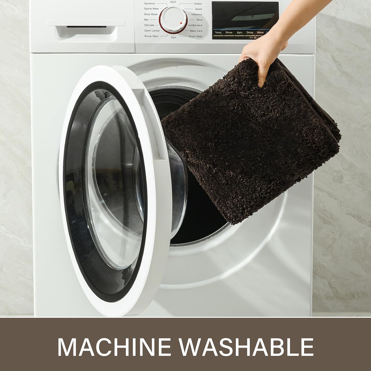 LOCHAS Bathroom Rug Set Brown, Soft Bath Rug Set 2 Piece, Toilet Mat U-Shaped 20x20 and 34x20 Bath Rugs, Quickly Dry Mats for Bathroom, Tub, Washable, Super Absorbent Floor Mat - Image 6