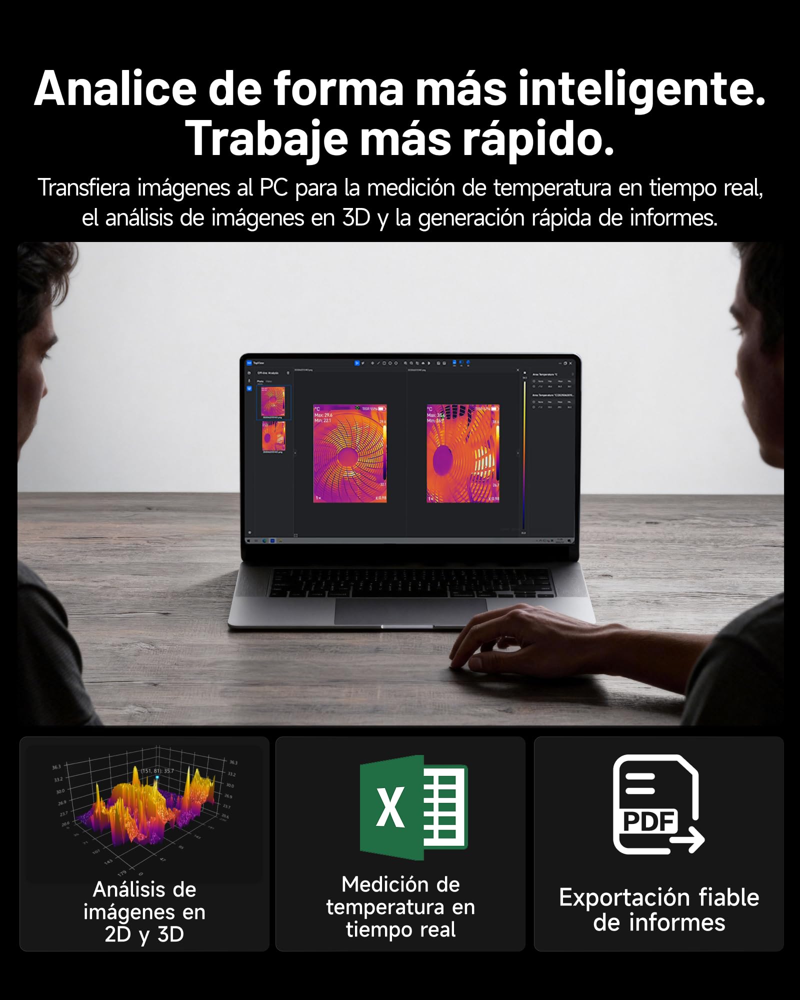 TOPDON Cámara Termografica TC004 con 512x384 Resolución TISR, 64GB Almacenamiento, 3,5″ Pantalla Camara Termica con Wifi, Grabación de Vídeo, Análisis de PC, para Inspección Eléctrica/Climatización