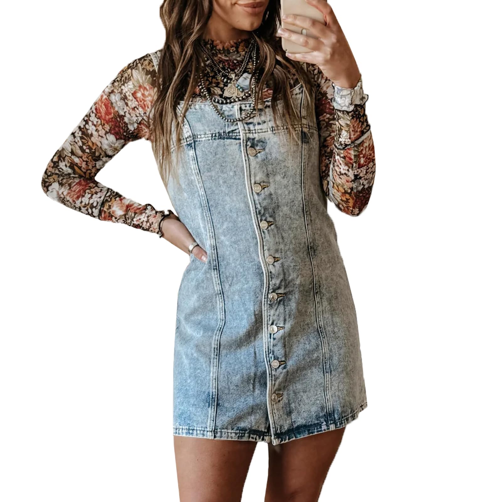 cffvdiz Women's Sleeveless Halter Short Denim Dress Slim Button Down Bodycon Jean Dresses