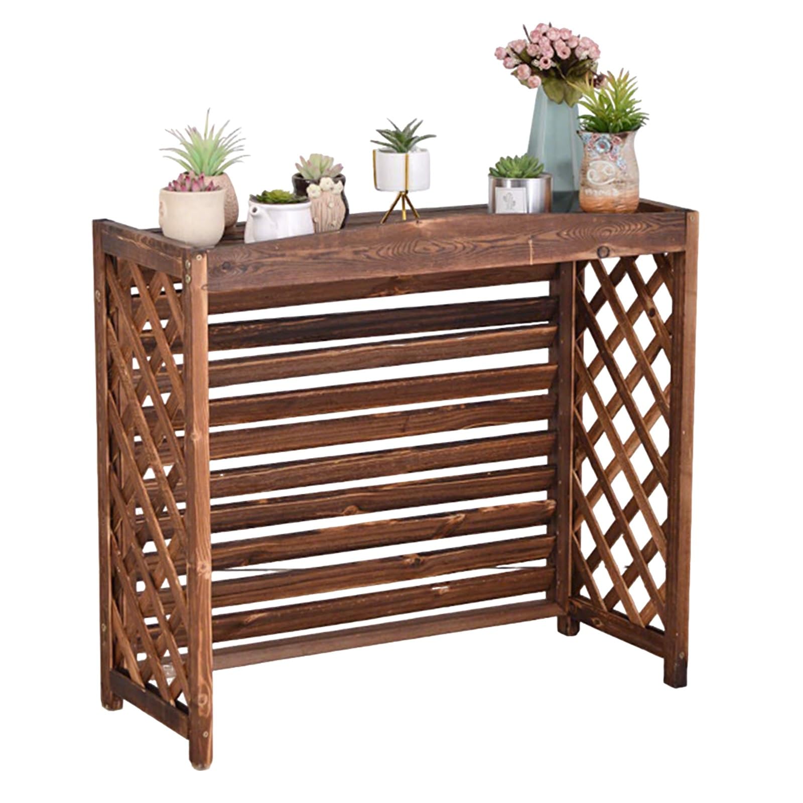 QYMYOZ Outdoor Privacy Fence Screen for Air Conditioner Wooden Cover & Decoration Rack Trash Can Enclosure Available in 81x30x72cm to 115x54x95cm (105x47x80cm)
